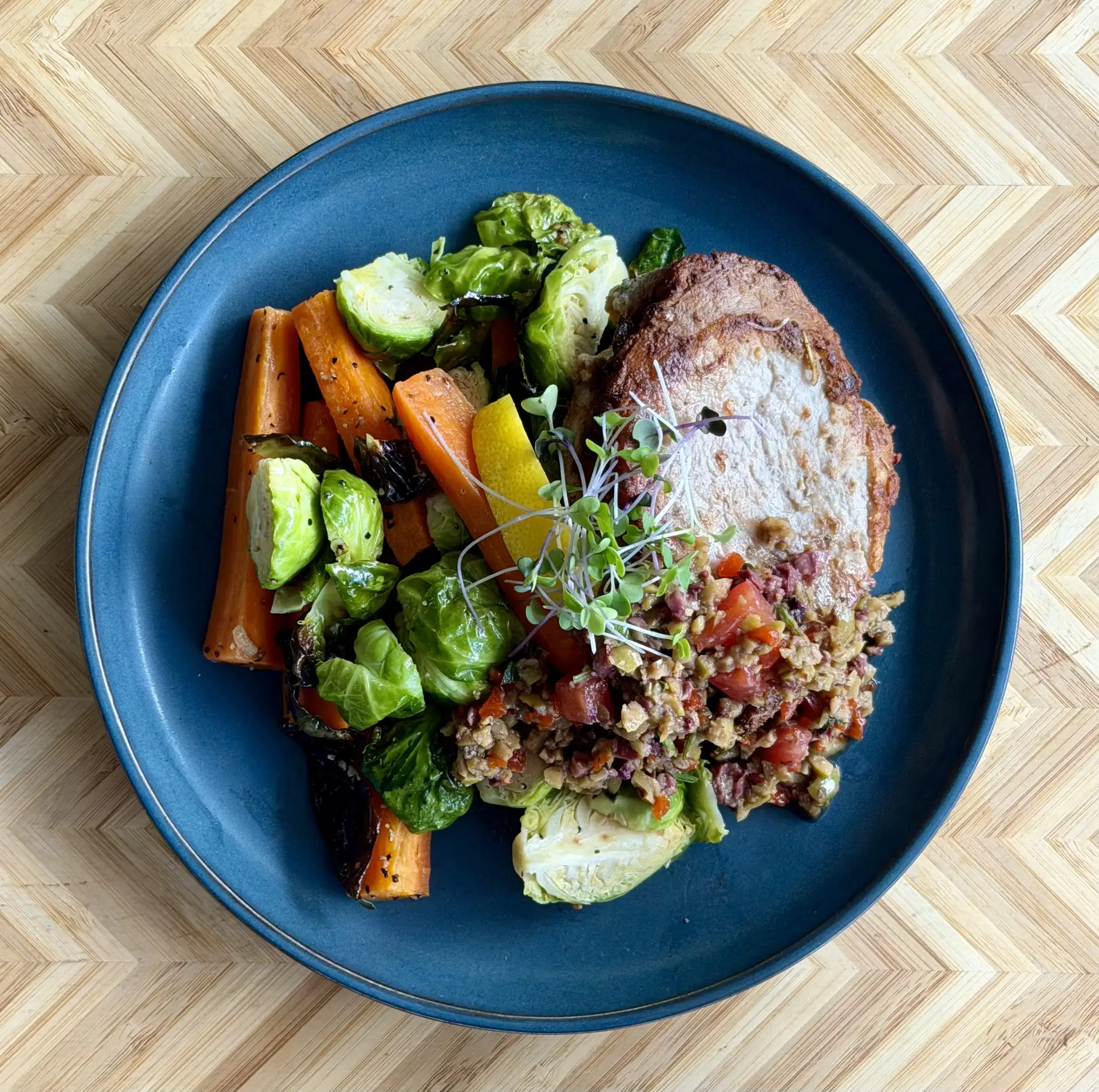 Carb Conscious Greek Tapenade Pork Chops