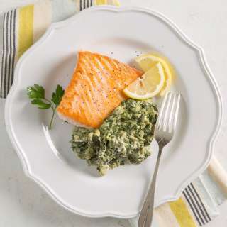 Carb Conscious Spinach Artichoke Salmon
