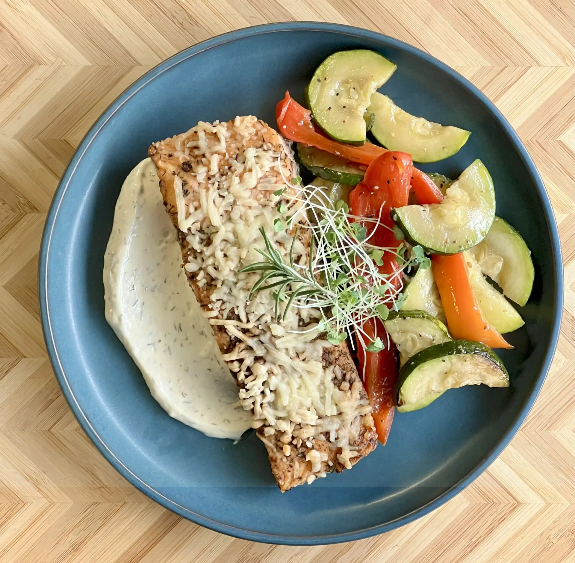 Carb Conscious Parmesan Dill Salmon