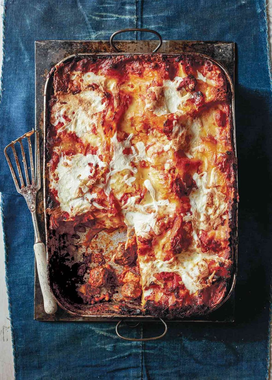 Family Style Sausage Meatball Lasagna