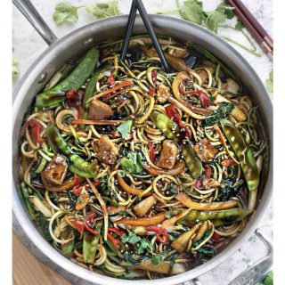 Carb Conscious Chicken and Vegetable Zoodle Lo Mein
